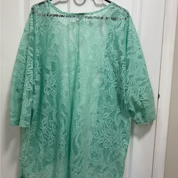 LuLaRoe Mint Green Lace Kimono - Picture 4 of 4